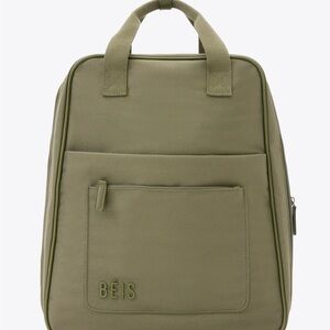 BEIS Green Backpack with Text Design